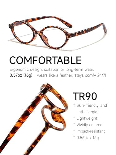 Icesor Oval Blue Light Blocking Glasses Vintage Y2K Anti Eyestrain Protection TV Computer Gaming for Women Reno thumbnail 3