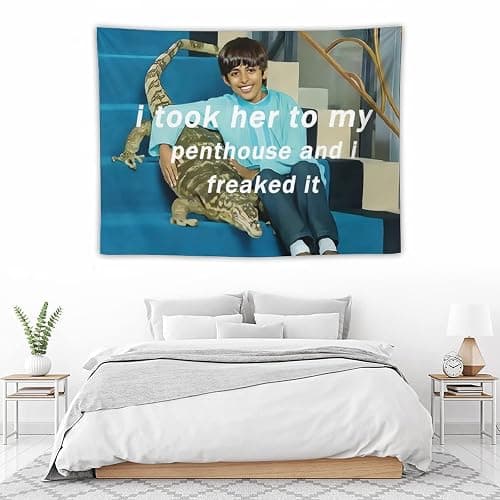 BionZax I Took Her To My Penthouse and I Freaked It Ravi Tapestry for Bedroom Aesthetic, Funny and Meme Tapestries for College Dorm and Living Room - Small Size 30"x40" thumbnail 5
