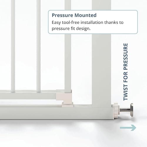 Venture Q-Fix 110 cm extra tall pressure fit pet safety gate and baby gate 73-80cm wide, 90° two way open, auto close stair gate for baby and pet - White - White Gate thumbnail 3