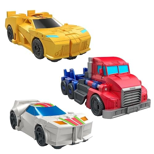 Transformers 1-Step Flip Heroes 3-Pack, 4-Inch Wheeljack, Bumblebee, and Optimus Prime Action Figures, Kids Easter Toys or Basket Stuffers, Age 6+ thumbnail 2