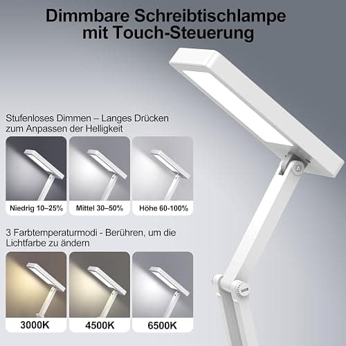 Suright LED Tischlampe Kabellos Akku Lampe,Faltbare Touch-Schreibtischlampe,Nachttischlampe,Dimmbare Tischleuchte mit 3 Lichtmodi,Aufladbare USB-Schreibtischleuchte für Schlafzimmer,Lesen,Lernen | Nachttischlampe,Dimmbare Tischleuchte mit 3 Lichtmodi,Aufladbare USB-Schreibtischleuchte für Schlafzimmer,Lesen,Lernen thumbnail 3