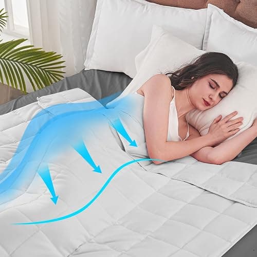 King Size Weighted Blanket for Adults (25 lbs, 80” x 87”, White) Cooling Heavy Blanket for Sleeping Perfect for 240-260 lbs, Breathable Blanket for Adults & Couple All Season, Machine Washable thumbnail 2