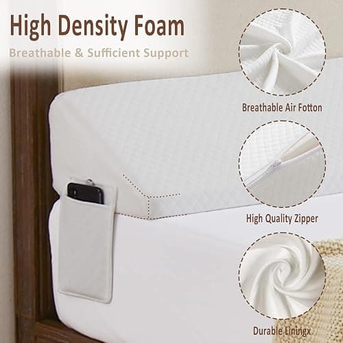 Homemate King Size（76"x10"x6"） Bed Wedge Pillow for Headboard - Bed Gap Filler(0-8") - Triangle Bloster Pillow Wedge - White thumbnail 5