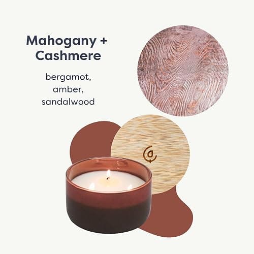 Calyan Wax Co. Mahogany & Cashmere 3 Wick Scented Candle - 30 Hour Burn | Made in the USA Luxury Clean Soy Wax Candles - Long Lasting Large Glass Jar Candle for Home - 3 Wicks - 8oz thumbnail 2