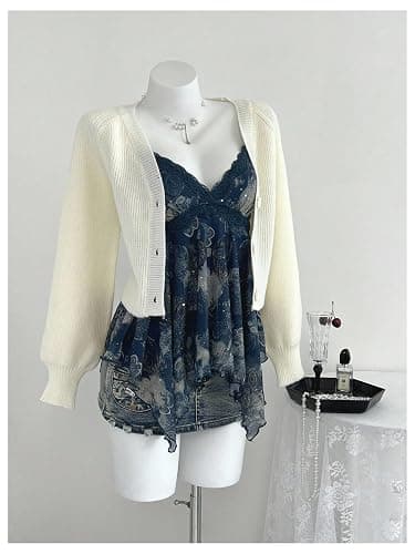 Verdusa Women's Y2K Babydoll Tops Lace Sequin Going Out Top V Neck Camisole Ruffle Peplum Shirts thumbnail 4