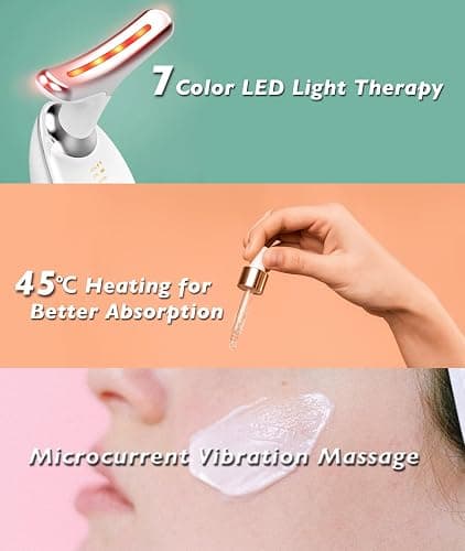 Fastaid Red-Light-Therapy-for-Face and Neck, Red Light Therapy Wand, 7 Color Led Face Neck Massager for Skin Care, White thumbnail 2