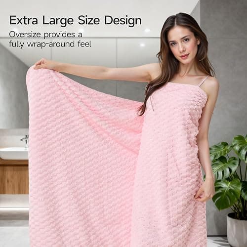 REDKISS Pink Microfiber Bath Towels Set of 6-35x70 Inches Oversized Bath Sheets, Extra Large Bath Towels Set of 6 for Adults, Super Soft Quick Dry Lint Free Absorbent Microfiber Shower Towels thumbnail 4