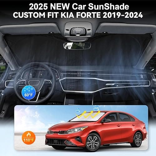 Custom Fit Kia Forte Windshield Sunshade for Kia Forte 2019 2020 2021 2022 2023 2024 2025 Front Window Shades Cover for Windshield Sun Visor Protector 210T Reflector Blocks UV Rays Cooler Accessories thumbnail 3