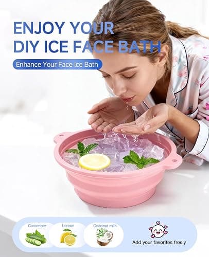 Dtuoen Foldable Silicone Face Ice Bath Bowl, Built-in Ice Tray for Cold Therapy Facial Basin, Skin Tightening & Puffiness Reduction, Ideal for Home, Spa & Travel Use thumbnail 2