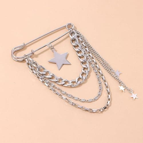 Vintage Safety Pin Brooch for Layered Chain Tassel Decorative Pins for Lapel, Sweater, Hat, Scarf, Shawl - Cute Y2K Grunge Punk Style thumbnail 5