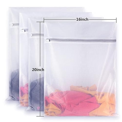 SUERIV Mesh Laundry Bags,Laundry Bags Mesh Wash Bag for Washing Machine-Supper Zipper Net Laundry Bag,Lingerie,Sweater,Garment,Undergarment Large Size(16 x20 inch),Pack of 4 thumbnail 2