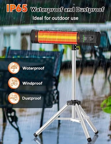 HETRAROOT 1500W Outdoor Heaters for Patio with 9 Heating Levels, IP65 Waterproof, 9H Timer, 25FT Remote Electric Patio Heaters for Outdoor Use, Tip-Over & Overheat Protection for Home, Office, Garage thumbnail 5