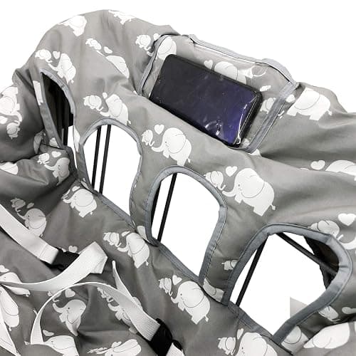 Twin Double Shopping Cart Cover for Baby Siblings with Carrying Case. Foldable Fit Wholesale Warehouse Grocery Stores Like Costco SAMS Club (White Elephant) thumbnail 4