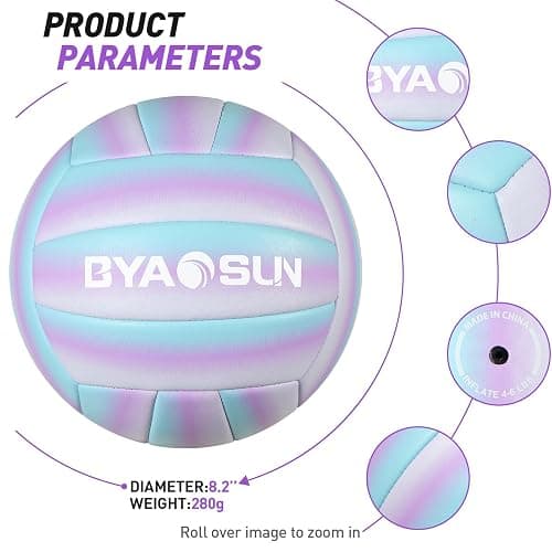 BYAOSUN Soft Official Volleyball for Indoor Outdoor Beach, Size 5 Training Volleyball for Beginner Teenager Adult thumbnail 7