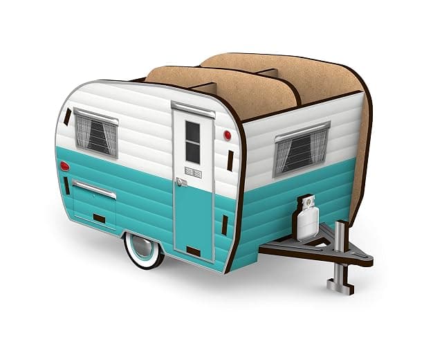 Genuine Fred HAPPY CAMPER Vintage Camper Pencil Holder, White and Blue, Retro Desk Organizer- Great Gift for Coworkers and Travel Enthusiasts - Functional Desk & Cubicle Accessory - Image 1