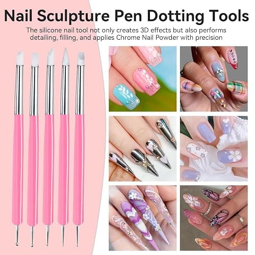 ESUOHYM 27 PCS Nail Art Brushes Set with Brush Stand Nail Sculpture Pen Dotting Tools For Paint 3D Nails,Nail Design Brush for Acrylic Gel Dip Powder Nail Extensions,French Manicure,for Home Salon thumbnail 5