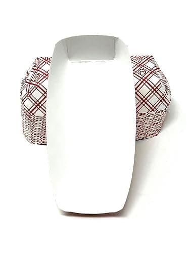 Mr Miracle 7 Inch Paper Hot Dog Tray in Red White Pattern. Pack of 100. Disposable, Recyclable and Fully Biodegradable. Made in USA thumbnail 8
