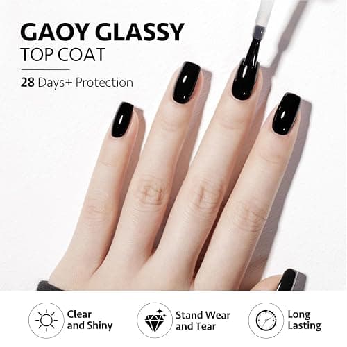 GAOY 4 Pcs 16ml No Wipe Gel Top Coat, Glassy Clear Top Coat, High Gloss Finish for UV Light Cure Gel Nail Polish thumbnail 4