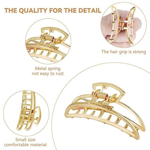 CWJCYTNSN Small Gold Hair Clips, 10Pcs Metal Hair Claw Clips for Women Thick Thin Hair, Non-Slip Hair Clips for Women and Girls, Strong Hold Hair Accessories thumbnail 5