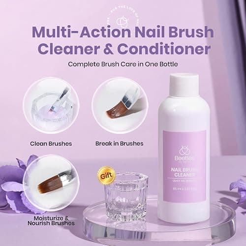 Beetles Nail Art Brushes Cleaner and Conditioner 85ml/2.87 Fl.Oz Nail Brush Restorer Quick Clean Break in Manicure Brush of Gel Polish, Nails Extension Gel, Dip Powder, Acrylic Builder DIY and Salon thumbnail 2