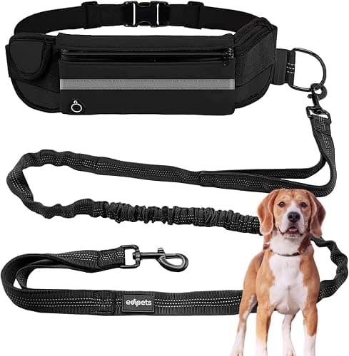 Edipets, Laisse Canicross, Main Libre Chien, pour Ceinture, Running, Anti-tirons, réfléchissant, 160-220 cm (Noir) - Image 1