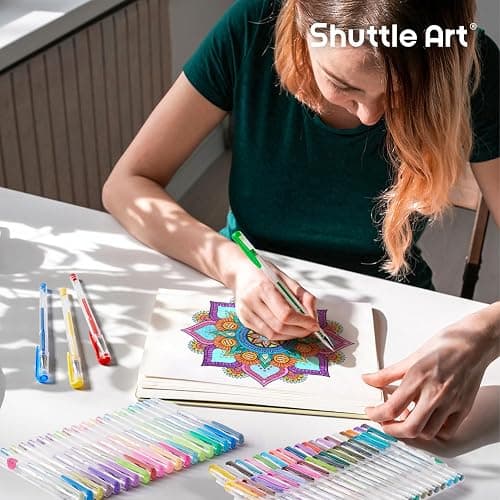 Shuttle Art 240 Pack Glitter Gel Pens, 120 Colors Glitter Gel Pen Set with 120 Refills for Adult Coloring Books Craft Doodling thumbnail 2