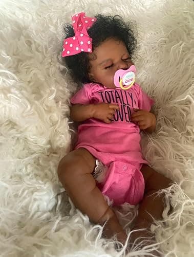 Anano African American Reborn Baby Dolls Black Girl 20 Inch Biracial Silicone Baby Doll Full Body Waterproof Lifelike Newborn Babys Realistsic Silicone Babys Doll Can Be Into Water thumbnail 5