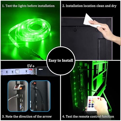 DAYBETTER TV LED Backlights, 8.2ft TV Light Strip for 32inch TV LED Strip Lights USB with Remote, LED Lights Music Sync RGB for Gaming Bedroom Room HDTV Mood Lighting Indoor thumbnail 4