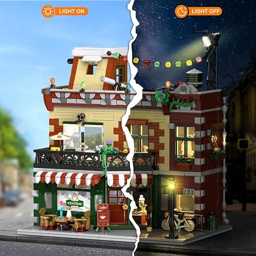 INSOON Coffee House Building Set with Light, 1589 PCS City Cafe Shop Building Block Toy with Stage Street Lights, Architecture Construction Model for Adults Teens Kids Ages 10 11 12+ Boys Girls thumbnail 7