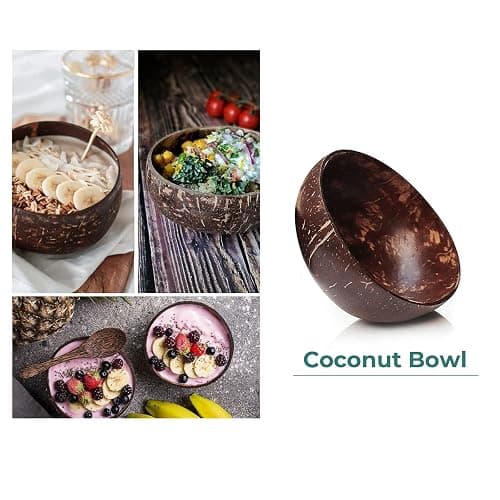 ENEOCARE Natural Coconut Bowls with Spoons and Forks | Eco-friendly Vegan Organic Non-toxic Reusable Smoothie Buddha Acai Bowl for Kitchen, Dining and Decoration (Set of 2) thumbnail 3