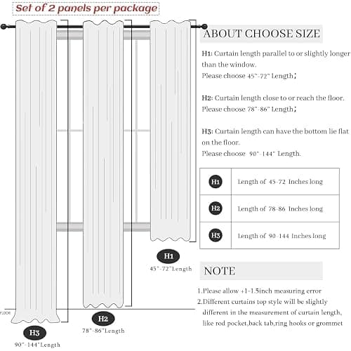 100% Blackout Curtains 84 Inch Length 2 Panels Set Neutral Boho Linen Farmhouse for Bedroom Windows Living Room Darkening Thermal Insulated Drapes Natural Cream Ivory 7ft Long Back Tab Pleated Pocket thumbnail 9