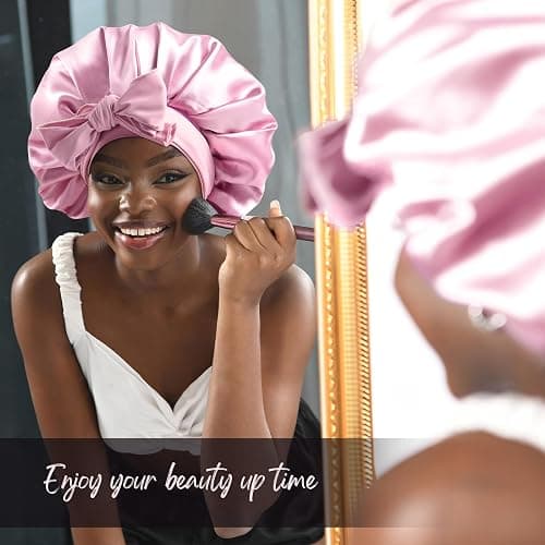 YANIBEST Silk Bonnet for Sleeping Women Adjustable Double Layer Satin Bonnet Reduce Friction Prevent Frizz Natural Curly Hair thumbnail 3