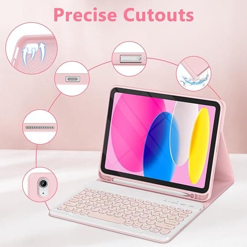 KBCASE Keyboard Case for iPad A16 11 inch/10th Gen 10.9 inch, Light Pink | Detachable Wireless Keyboard Case for iPad 11th/10th Gen, Adjustable Angles, with Pencil Holder thumbnail 6
