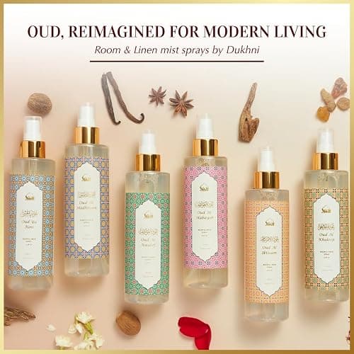 Sandalwood Room & Linen Spray by Dukhni | 250ml Sandalwood fragrance Air Freshener, Attar al Faraash for home & prayer mats | Bed linen, Sofa Mist, natural home scent, curtain spray, odour eliminator thumbnail 6
