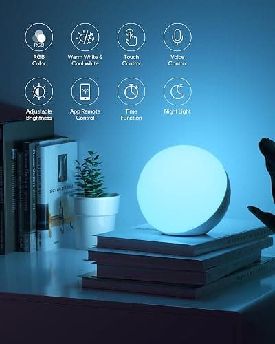 Hifree Lampe de Table Intelligente, Lampes de Chevet Compatibles avec Alexa et Google Home, Lampe Tactile à Changement de Couleur RVB Réglable et Réglable pour Enfants thumbnail 7
