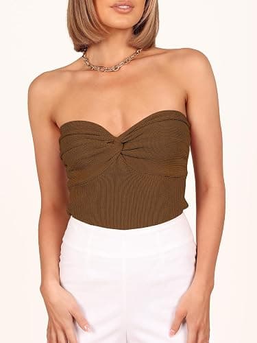 ANRABESS Tube Top for Women Summer Strapless Bandeau Knit Twist Knot Corset Crop Basic Tank Tops 2026 Vacation Beach Clothes thumbnail 8