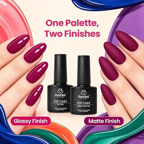Beetles Fall Gel Polish Kit, Chic Outfits Collection, 25 Colors | Brown Purple Nude Red Black Color Gel Nails, with 3Pcs Base Top Coat Soak off UV Gel Manicure Kit Gifts for Women thumbnail 4