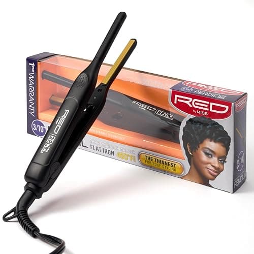 Kiss Red by Pencil Flat Iron Hair Straightener, 0.3 Inch, Ceramic - Image 1