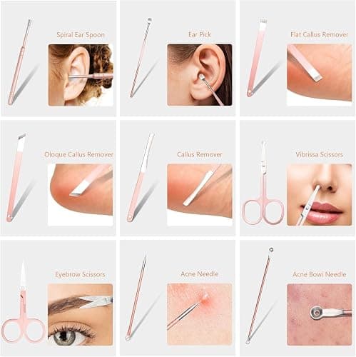 URAQT Nagelknipser, 18-teiliges Maniküre Pediküre Set, Damen Edelstahl Werkzeuge, Professionelle Beauty Nagelpflege Kit für Zuhause, Reisen (Roségold) thumbnail 6