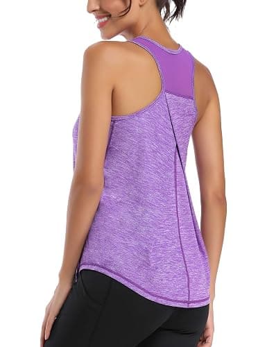 Aeuui Womens Workout Tops for Women Racerback Tank Tops Mesh Yoga Shirts Athletic Running Tank Tops Sleeveless Gym Clothes thumbnail 2