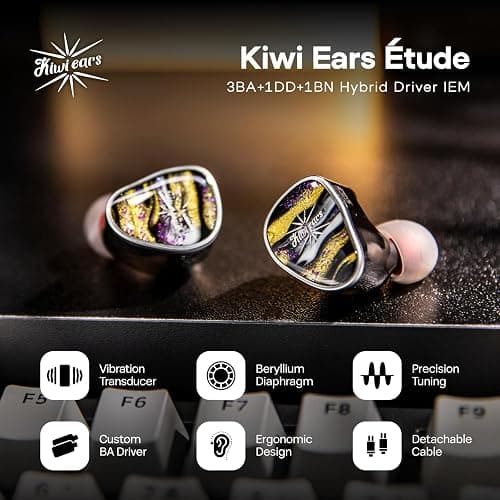 Linsoul Kiwi Ears Étude in Ear Monitor, 3BA+1DD+1BN Hybrid Driver IEM Earphones, Gaming Earbuds, HiFi Stereo Wired Ear Buds with Detachable 2Pin Cable for Audiophiles Musicians thumbnail 2