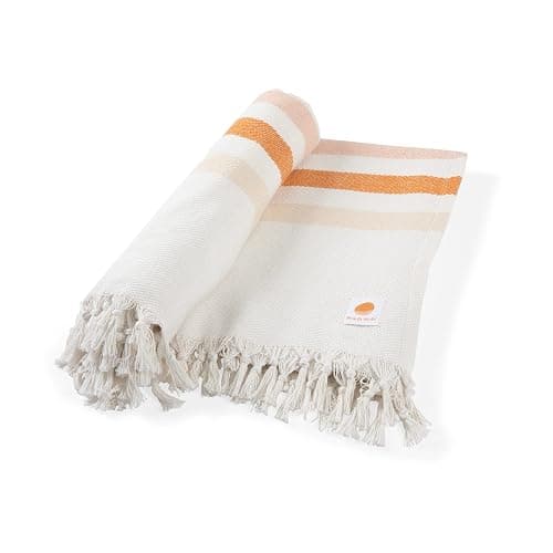 BEACH STATE Oceanside Outdoor Beach Blanket, 100% Cotton Picnic Blanket, 66" x 80" Throw Blanket, Machine Washable, Extra Large, (Sunset Stripe) thumbnail 8