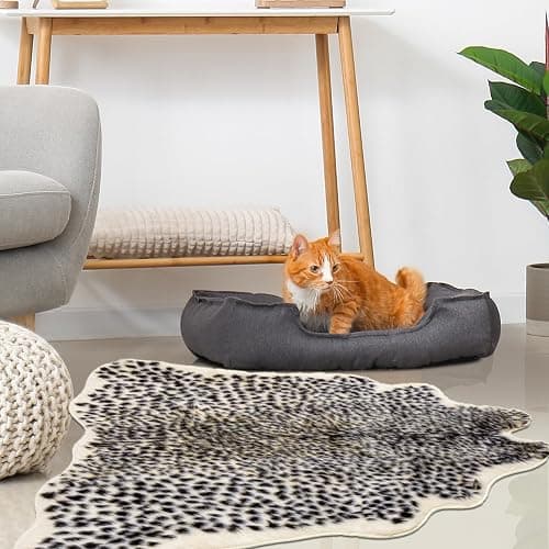 Leopard Print Rug, Faux Cowhide Cheetah Skin Rug Animal Printed Area Rug Carpet for Home Office, Livingroom, Bedroom thumbnail 6