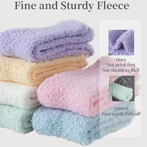 Tofox 6 Pairs Fuzzy Socks For Women Soft Home Slipper Socks Fluffy Sleeping Socks don't Shed Lint thumbnail 4