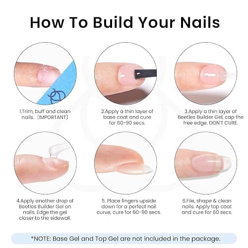 Beetles Clear Builder Nail Gel 0.51 oz 2 pcs Enhancement Gel for Weak & Thin Nails Building Apex Nail Thickening DIY Salon at Home for Beginner thumbnail 8