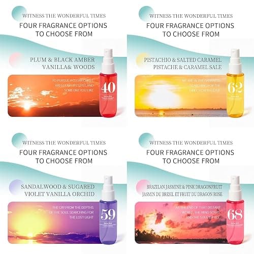 40ml*4pcs Damen Parfüm Bodyspray Set,langanhaltend Parfüm Bodyspray Damen mit fruchtigem Duft,Reisegröße Body Mist für Haar Körper, Feuchtigkeitsspendend Fruchtiges Body Mist,Befeuchtet die Haut thumbnail 3