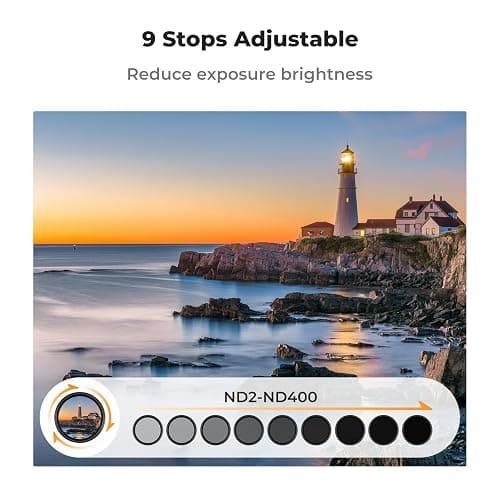 K&F CONCEPT 67mm Variable ND Camera Lens Filter ND2-ND400 (1-9 Stops) + Filter Cap + Cleaning Cloth 18 Multi-Layer Coatings Adjustable Neutral Density Ultra Slim for Camera Lenses(K-Series) thumbnail 3