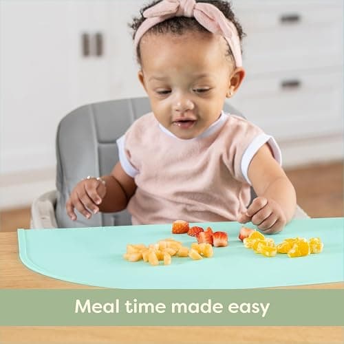 UpwardBaby Rectangular Silicone Toddler Placemat - Food-Catching Suction Table Mat, BPA-Free Baby-Led Weaning Supply, Easy-Clean Washable Mat, Gray thumbnail 4