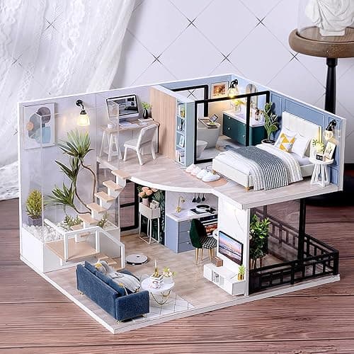 CUTEBEE DIY Dollhouse Miniature with Furniture, DIY Wooden Dollhouse Kit Plus Dust Proof and Music Movement, Creative Room for Valentine's Day Gift Idea(Cozy Time) - Cozy Time thumbnail 7