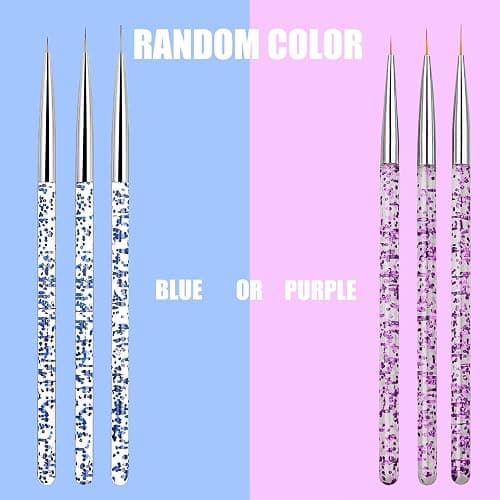 Hanyousheng 3 Pcs Nail Art Brushes, Nail Art Brush Pen,Miniature Fine Detail Paint Brush Set,Nail Art Design Painting Pen Brush for DIY & Professional Use,Detailer,Brush Dotting Tool(Random Color) thumbnail 3